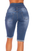 Sexy Highwaist Capri Jeans with buttons Blue